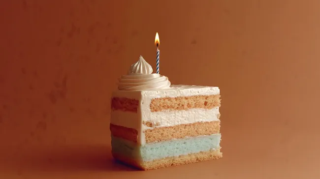 Dekorative Geburtstagstorte mit Sahne und Kerze