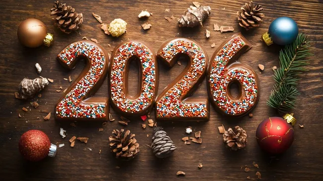 Dekorative Schokoladenzahlen 2026 für Neujahr
