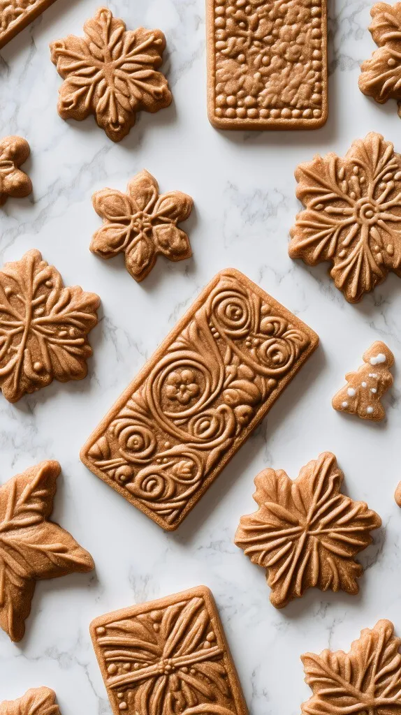 Dekorative Spekulatiuskekse auf Marmor-Untergrund