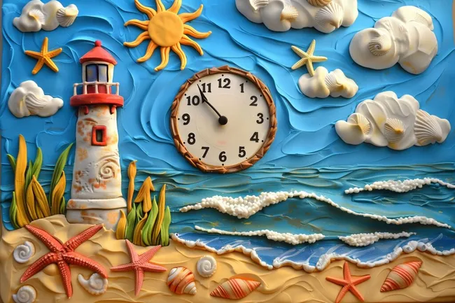 Dekorative Uhr im maritimen Strandmotiv