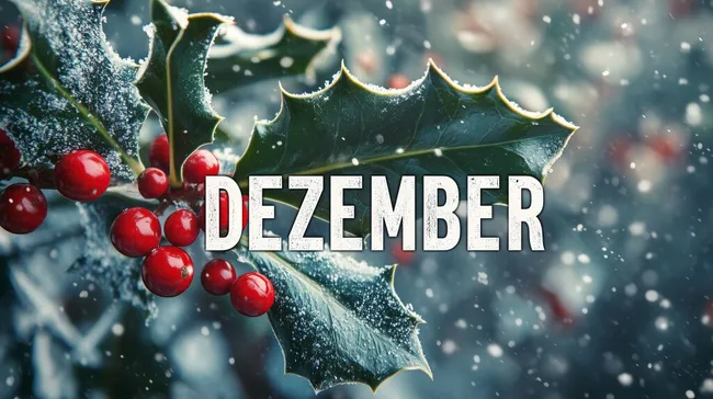 Dekorative Weihnachtsdekorationen mit Stechpalme und Beeren