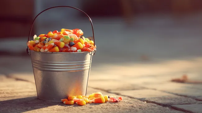 Dekorativer Herbstgurke-Kürbis-Mix in rustikalem Metallgefäß