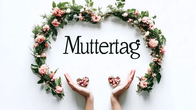 Dekorativer Muttertags-Blumenkranz mit Herzen