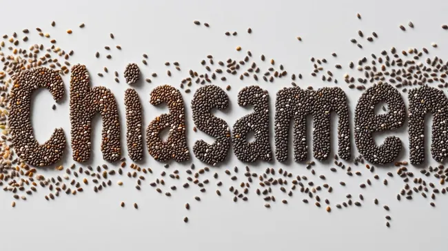 Dekorativer Schriftzug aus Chiasamen