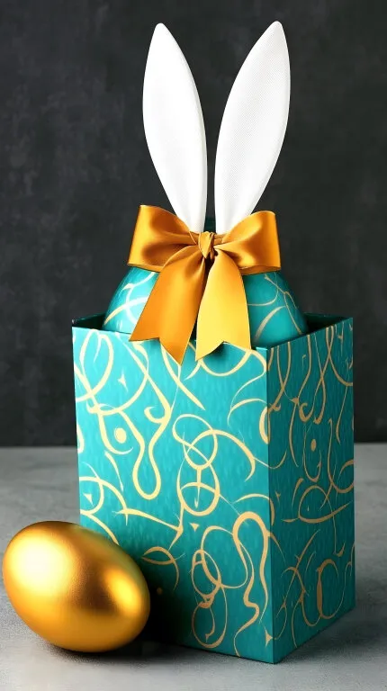 Dekoratives Osterei in Geschenkbox mit Hasenohren