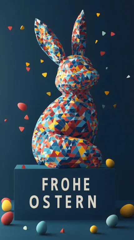 Dekoratives Osterhäschen aus bunten Dreiecken