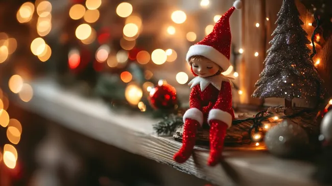 Dekorierter Weihnachts-Elb in gemütlicher Kulisse