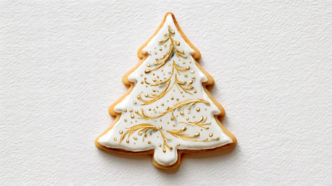 Dekorierter Weihnachtsplätzchen in Tannenbaumform