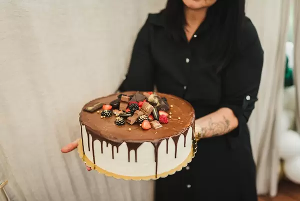 Delicious Cake With Chocolate And Berries On Top