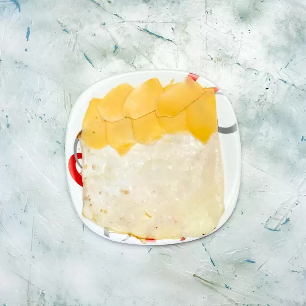 Delicious egg omelet (or omelette) and cheese slices