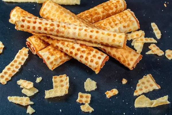 Delicious homemade crispy waffle tubes