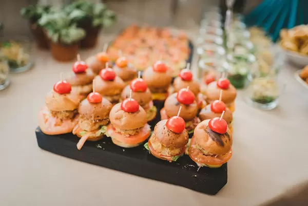 Delicious Mini Burgers On Wooden Board (Flip 2019)