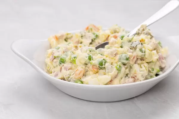 Delicious Russian Salad served on the plate