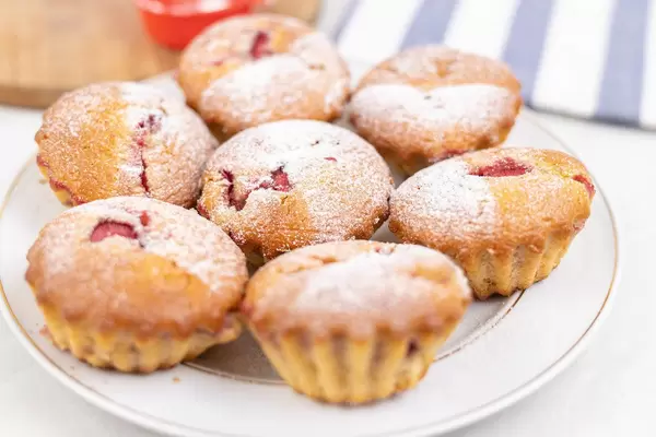 Delicious Strawberry Cupcakes arranged on the plate