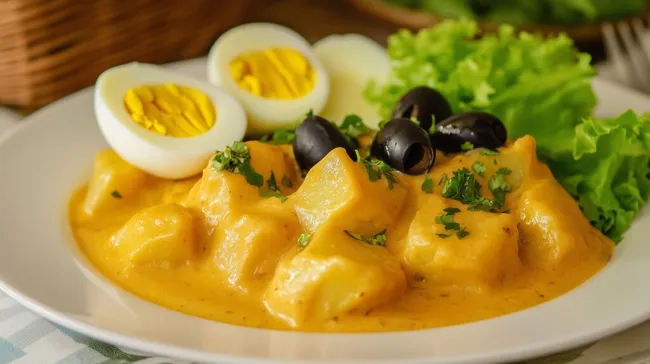 Delikate Kartoffeln in cremiger Sauce mit gekochten Eiern