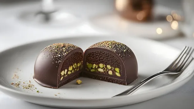 Delikate Schokoladentrüffel mit Pistaziengrün