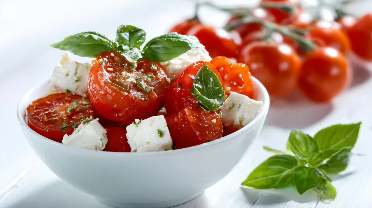 Delikate Tomaten-Feta-Salat-Schüssel