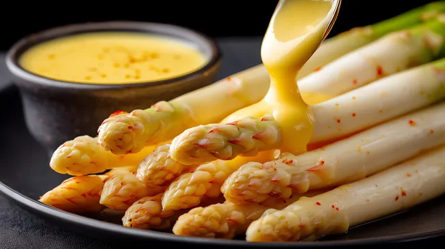 Delikater weißer Spargel mit Sauce Hollandaise
