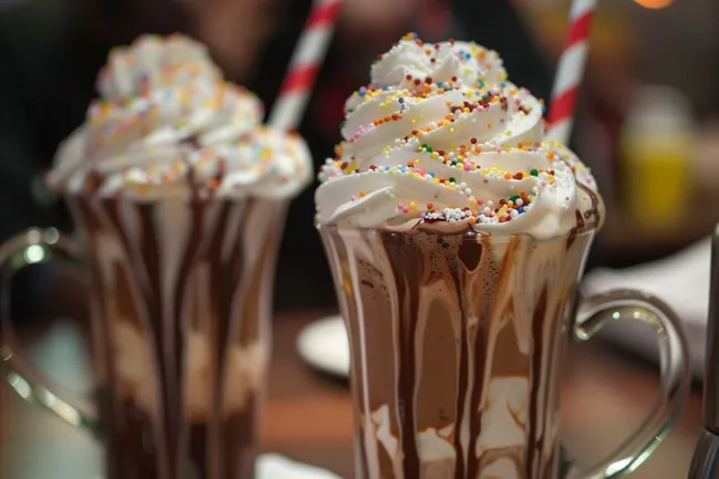 Delikates Schokoladengetränk mit Sahne und Streuseln