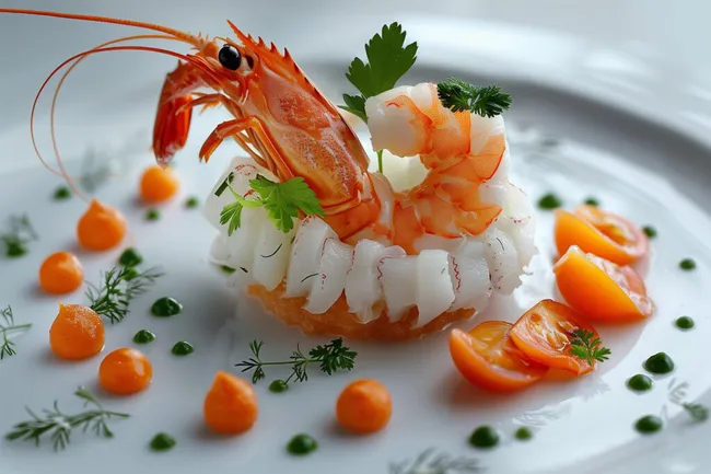 Delikatessengarnele mit Gemüse-Garnierung