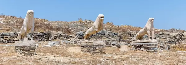 Delos: three of the lions of the Naxians, guardians dedicated by the Naxians to the Apollo sanctuary