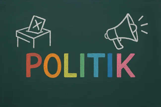 Demokratie und Politik - Symbolbild mit Wahlurne und Megafon