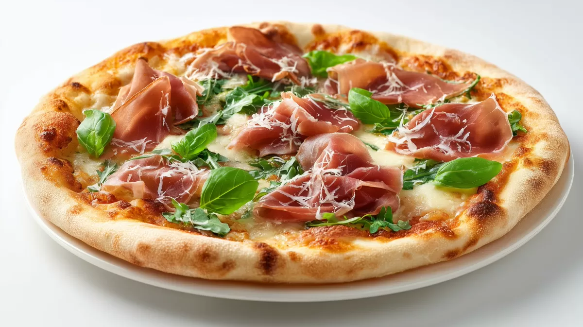 Der beste Pizzateig mit Parmaschinken und Rucola