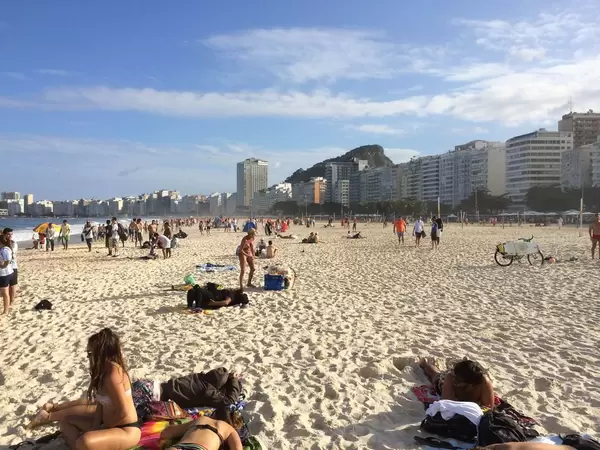 Der Strand Praia de Copacabana in Rio de Janeiro, Brasilien