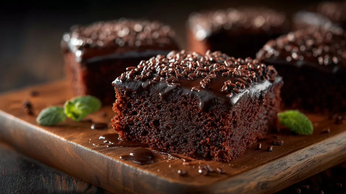 Der weltbeste Schokoladen Blechkuchen saftig glasiert