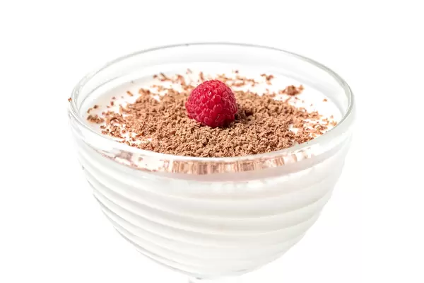 Dessert jelly with yogurt and grated chocolate