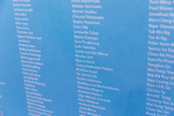 Detail von der Liste der Teilnehmer an dem Chicago Marathon 2019