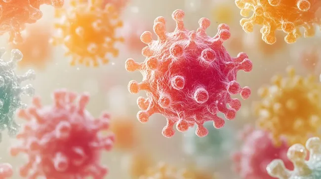 Detailansicht des 3D-Modells des Coronavirus