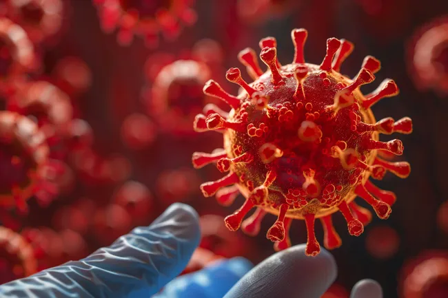 Detailansicht des SARS-CoV-2-Virus