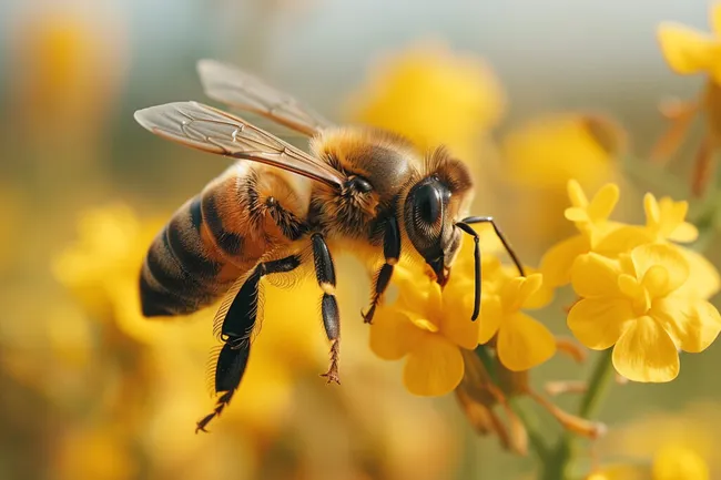 Detailaufnahme einer fleißigen Biene
