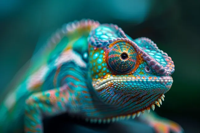 Detailaufnahme eines farbenfrohen Chamäleons