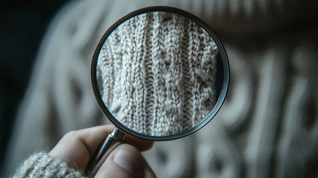 Detailaufnahme eines gestrickten Musters in Grautönen