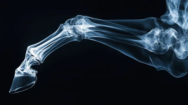 Detailaufnahme eines Röntgenbilds eines Pferdebeins