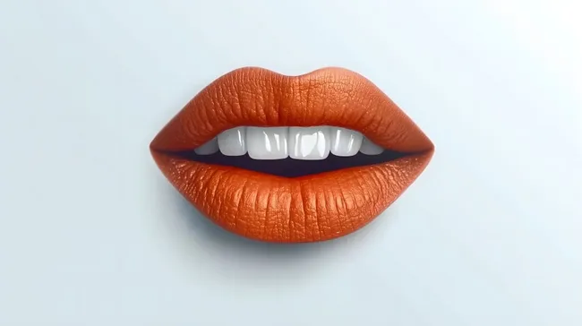 Detailaufnahme orangefarbiger Lippen