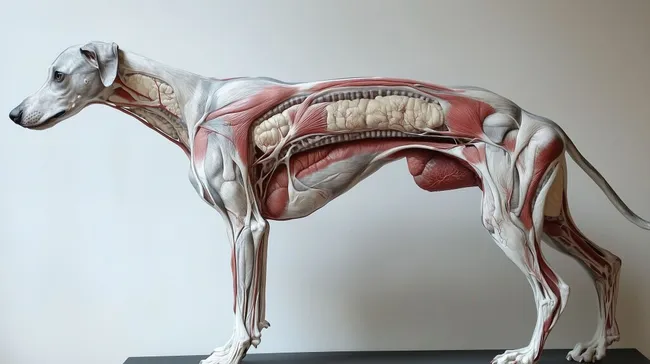 Detaillierte Anatomie eines Windhunds