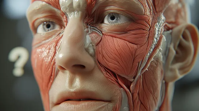 Detaillierte anatomische Nahaufnahme des menschlichen Gesichts