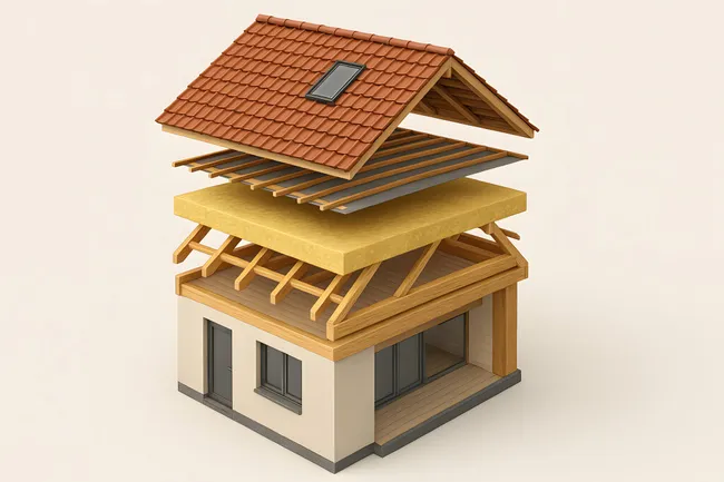 Detaillierte Bauplan-Illustration eines modernen Wohnhauses