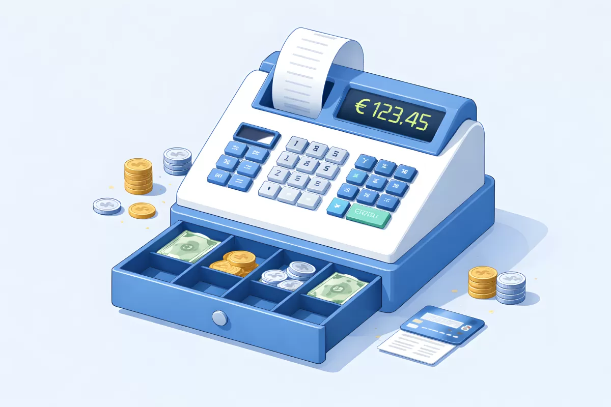 Detaillierte Darstellung einer elektrischen Registrierkasse