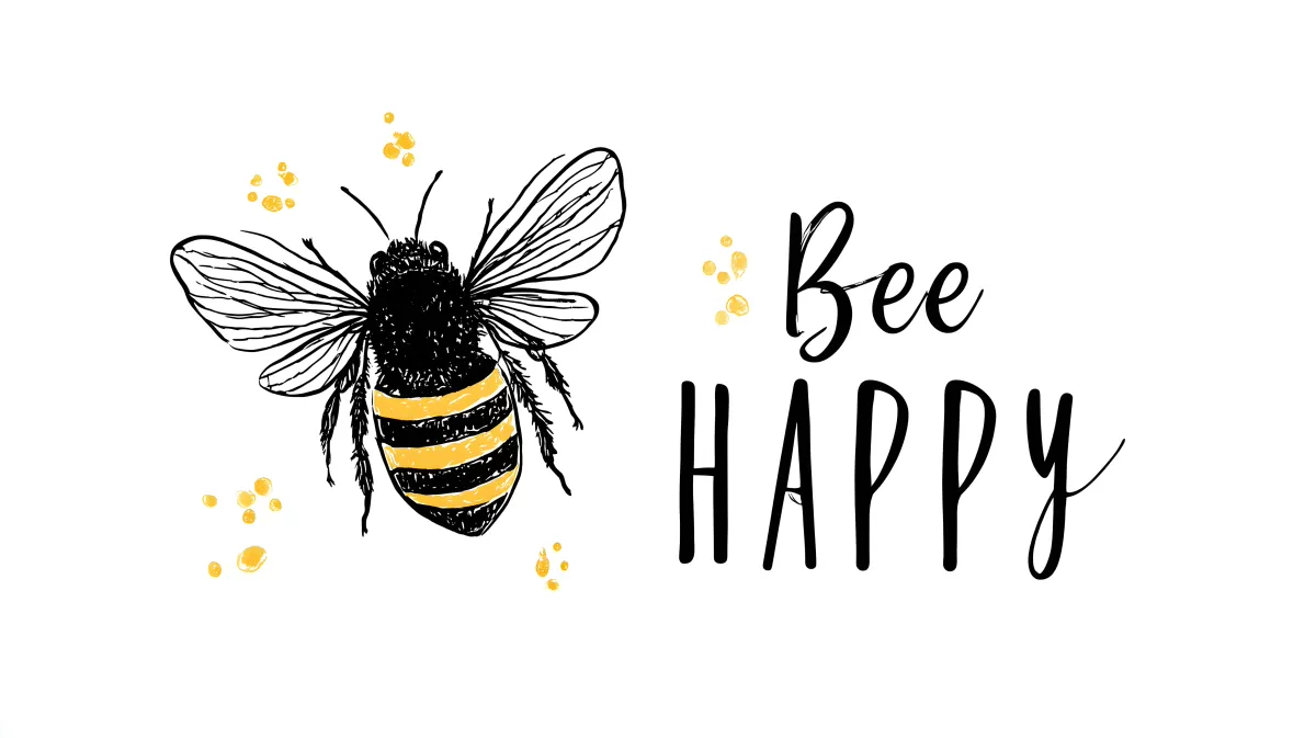 Detaillierte Illustration einer Honigbiene mit Schriftzug