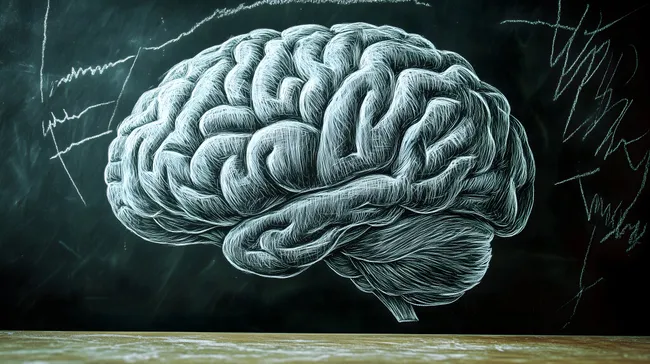 Detaillierte Kreidezeichnung des menschlichen Gehirns