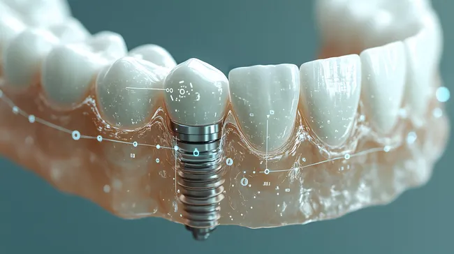 Detaillierte Visualisierung eines Zahnimplantats