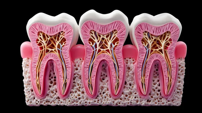 Detaillierter Querschnitt eines menschlichen Zahns