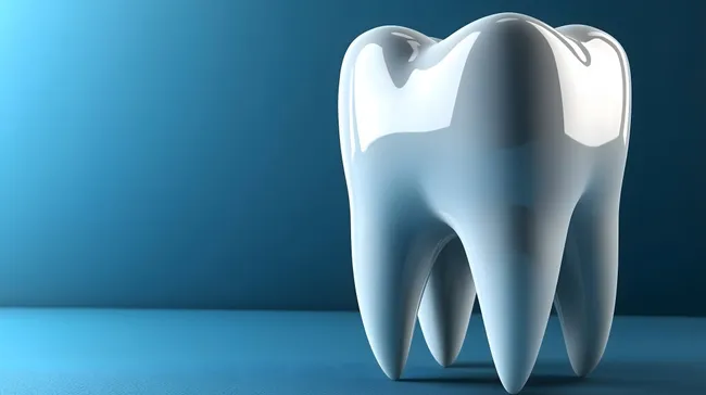 Detaillierter Zahnmodell auf blauem Hintergrund