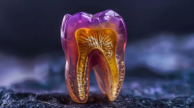 Detaillierter Zahnquerschnitt in leuchtendem Design