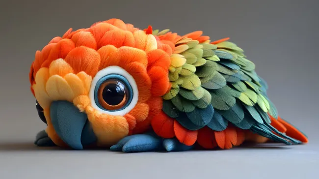 Detailliertes Plüschspielzeug-Papageienbild