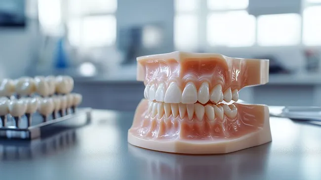 Detailliertes Zahnmodell auf Labortisch